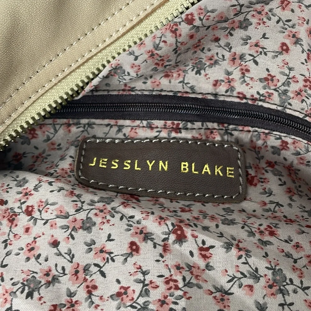 Jesslyn Blake Anthropologie X-large soft calf leather woven trim shoulder bag